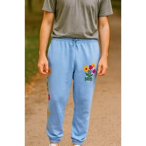 Neff Men's Baby Blue Jogger Sweatpants Large Floral Graphic Skater Streetwear